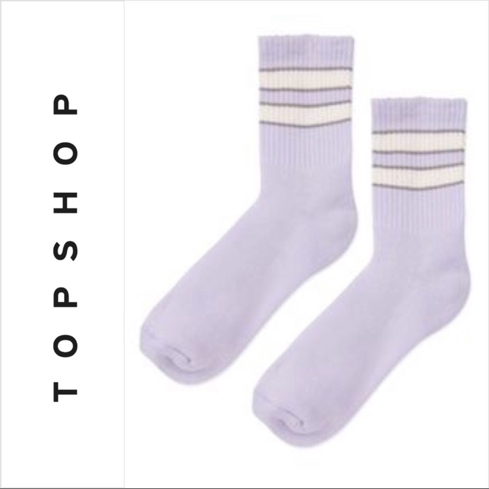 SOLD! Topshop Purple Striped Sporty Ankle Tube Socks - Picture 1 of 6